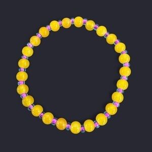 Yellow Fuchsia Glass Bead Bracelet 6mm